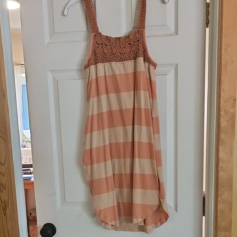 Free People Striped Tunic in Peach and Cream
